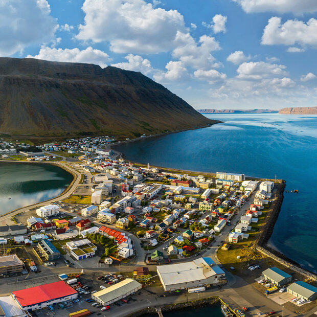 town of isafjordur in the westfjords of iceland