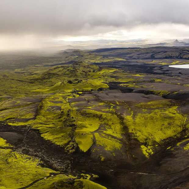 lakagigar crater row in highlands of iceland