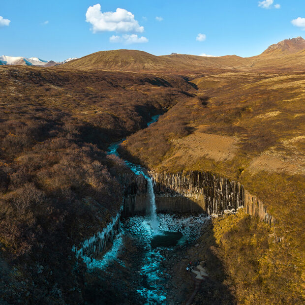 photo of svartifoss waterfall with basalt columns