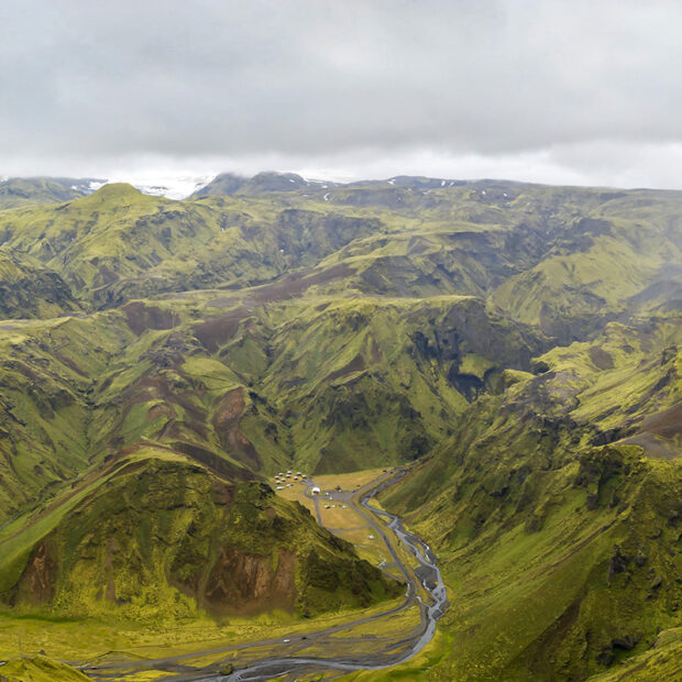 photo of thakgil canyon and campsite in south iceland